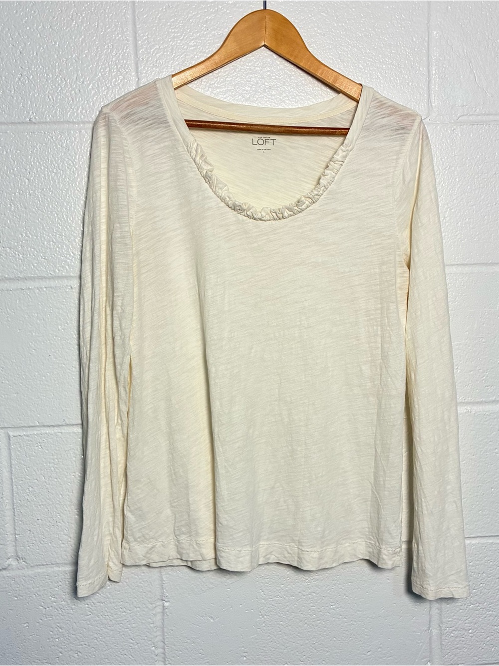 LOFT ruffle neck long sleeve lightweight top